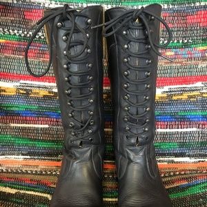 Sundance Tall Leather Lace-up Boots Sz 8.5